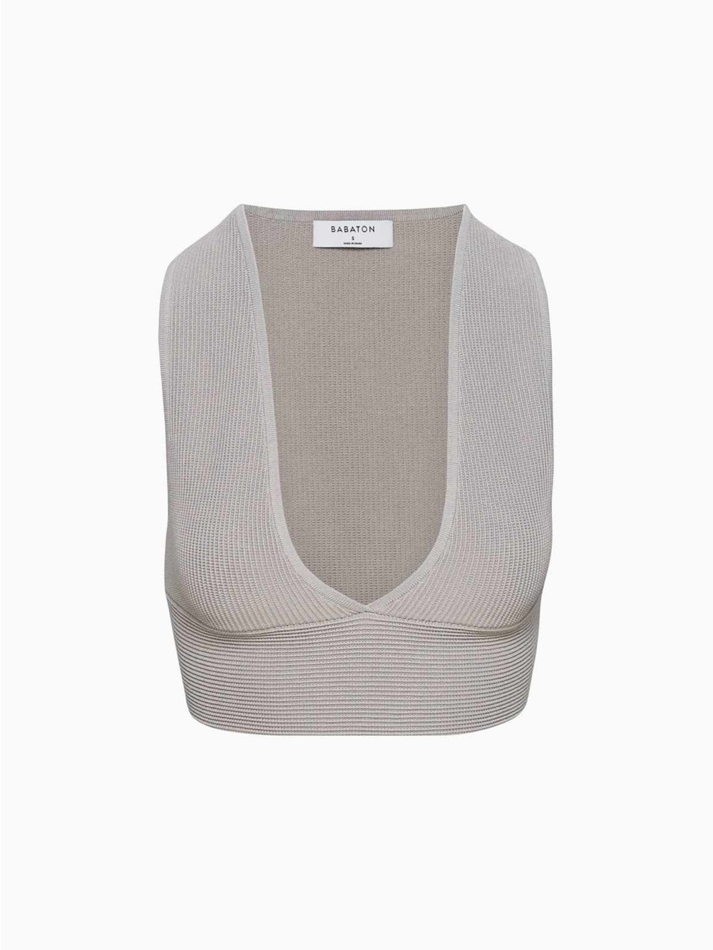 Aritzia Babaton Opal Grey Ribbed Sculpt Knit Deep V Tank Medium
